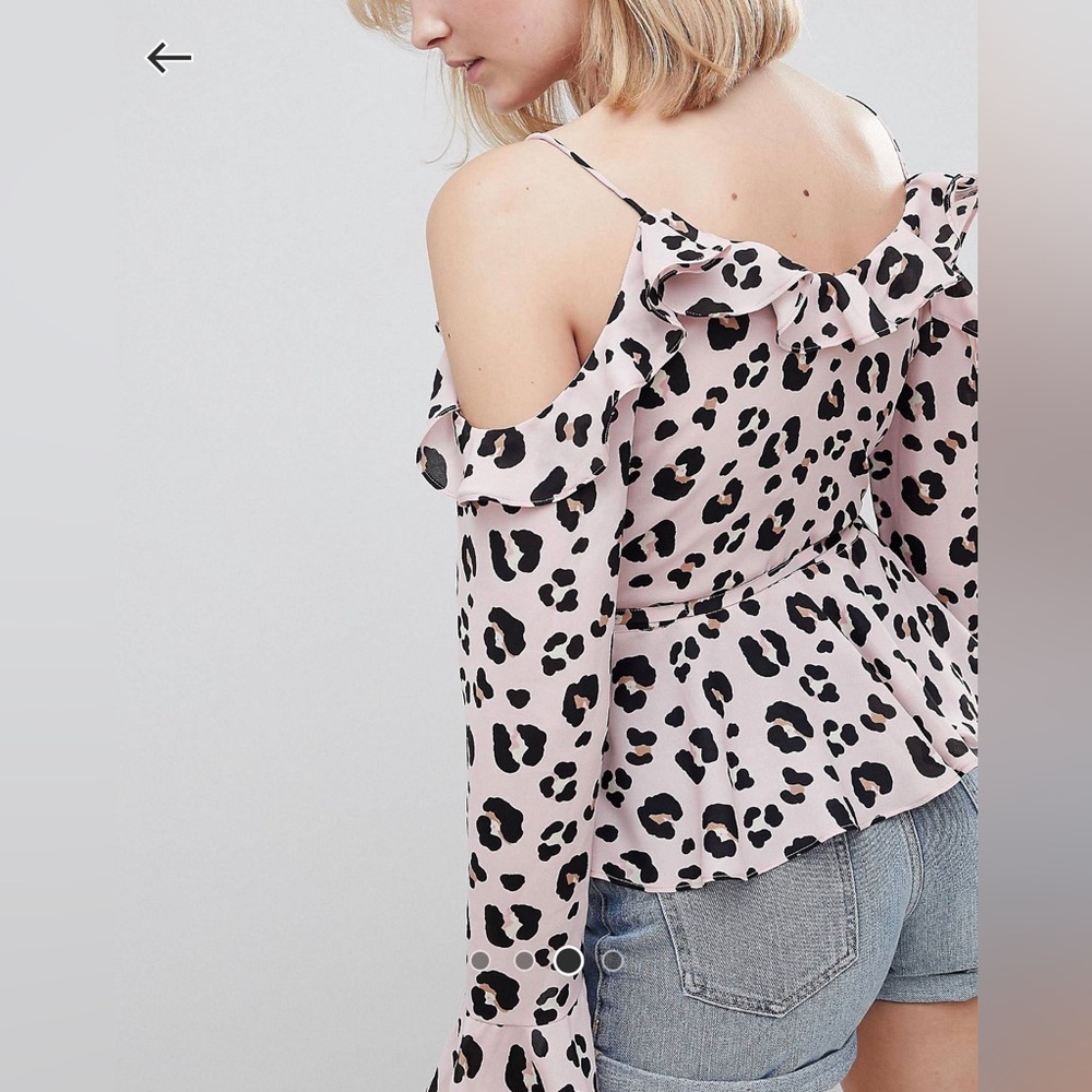 Asos Ruffle Wrap Top Leopard - Picture 6 of 10